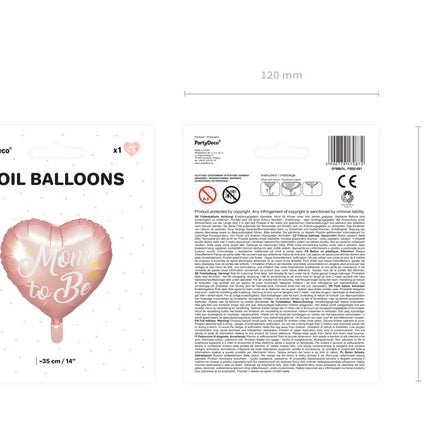 Ballon à l'hélium Heart Mom To Be Pink Empty 35cm