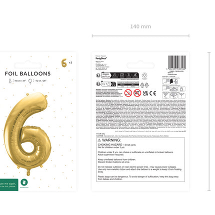 Ballon à figures de 6 ans Or vide 72cm