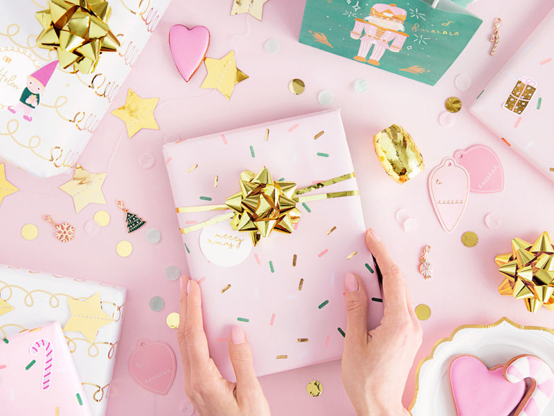 Autocollants pour cadeaux Noël Rose