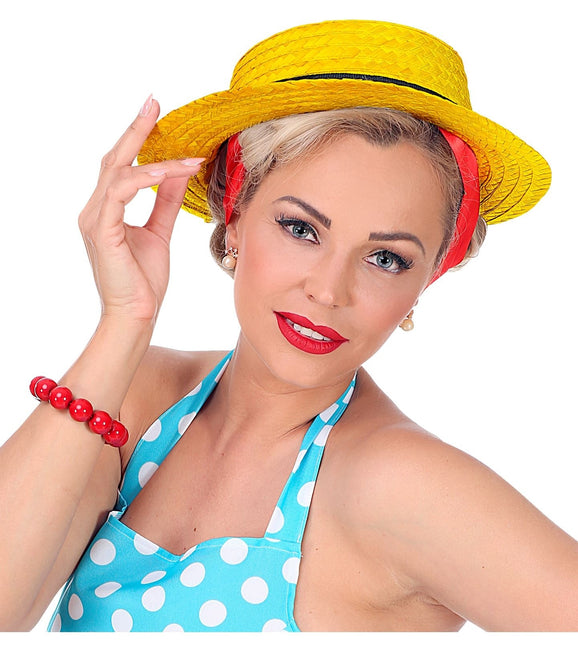 Chapeau jaune avec bandeau noir