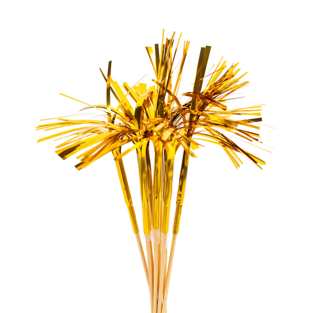 Bâtons de cocktail dorés Parasol long 10pcs