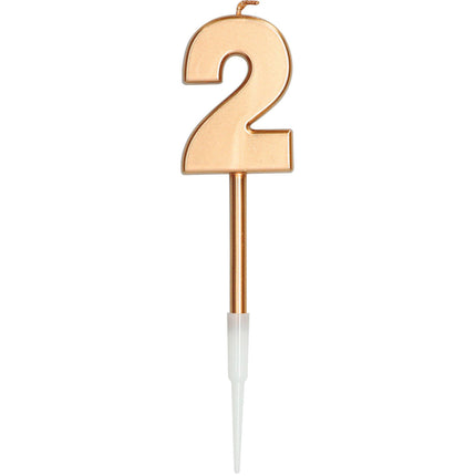 Bougie 2 ans Bronze Métallique 15cm