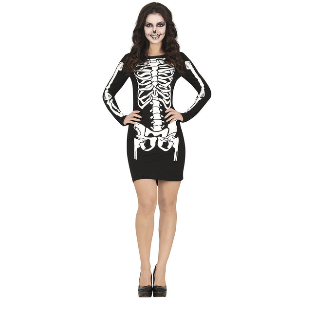 Robe d'Halloween Squelette Dames Noir Rouge