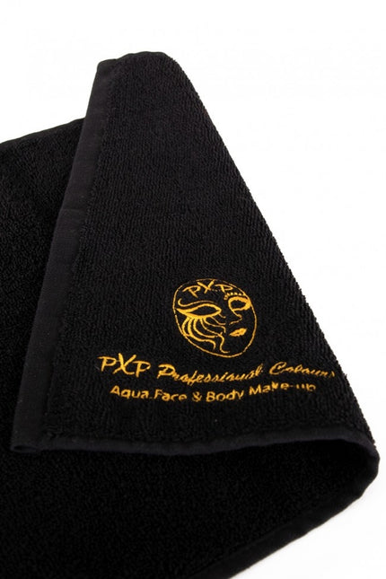 Serviette de bain PXP noire avec logo brodé en or