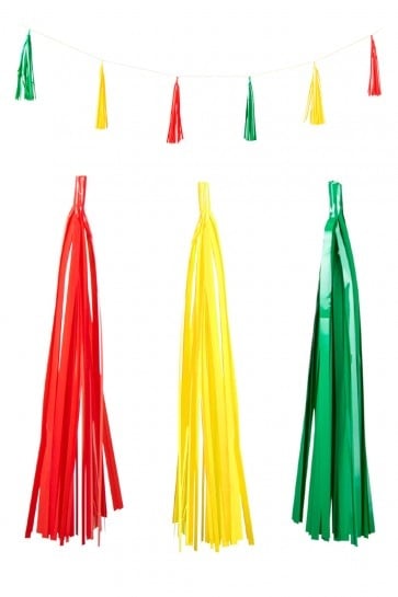 Guirlande à glands Rouge Jaune Vert 2.25m