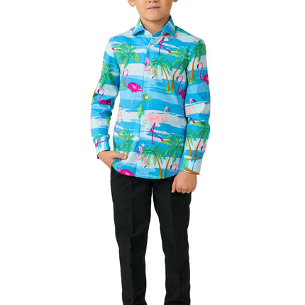 Chemise Hawaii Flamingo Garçon <tc>OppoSuits</tc>