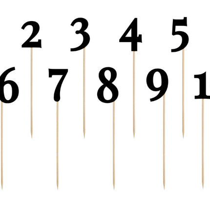Cake Toppers Table Numbers Black 26cm 11pcs