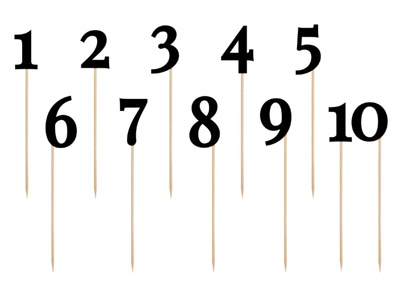 Cake Toppers Table Numbers Black 26cm 11pcs