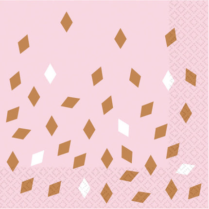 Serviettes de table or rose 33cm 16pcs