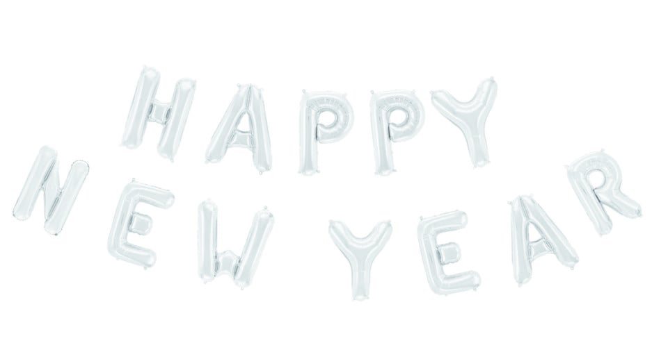 Lettre en bandoulière Happy New Year Argent