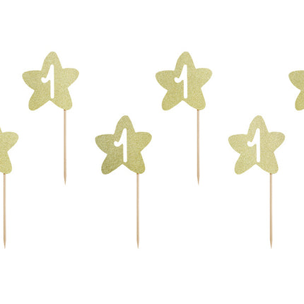 Cake Toppers 1 Year Gold 6pcs