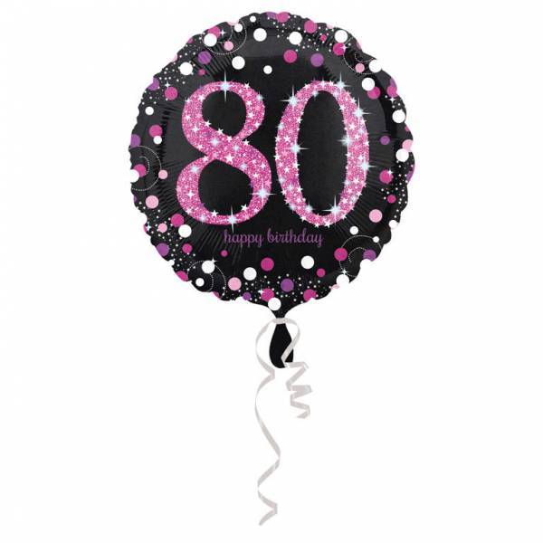 Ballon à l'hélium 80 ans rose 43cm vide