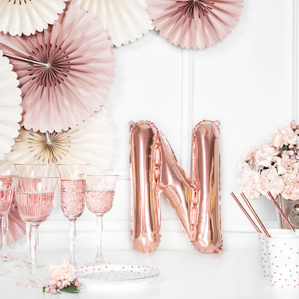 Ballon de baudruche Lettre N Rose Or Vide 35cm