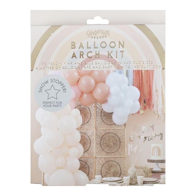 Arche de ballons colorés Pastel 75 pièces