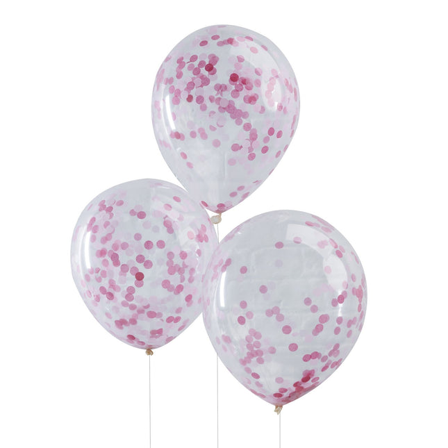 Ballons confettis roses 30cm 5pcs
