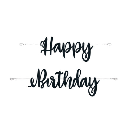 Guirlande de lettres Happy Birthday Noir 2.13m