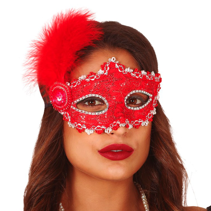 Masque Plumes Rouge