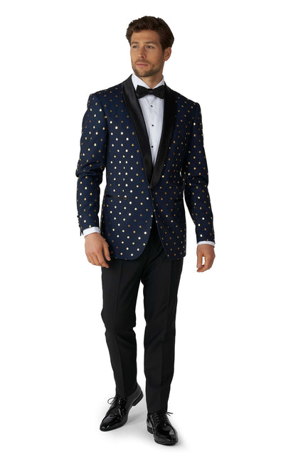 Tuxedo bleu foncé or à pois hommes <tc>OppoSuits</tc>