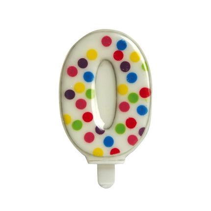 Bougie 0 année Confetti 6.5cm