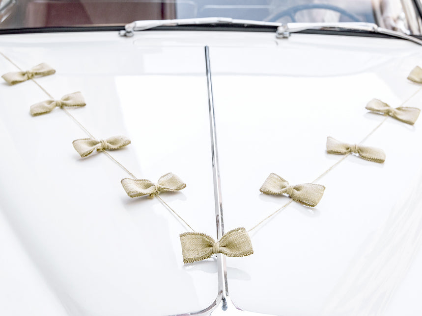 Ensemble de décoration de voiture - nœuds en toile de jute pour mariage
