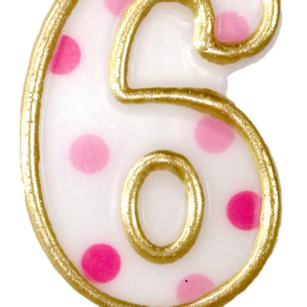 Bougie 6 ans Pink Dots 8.5cm