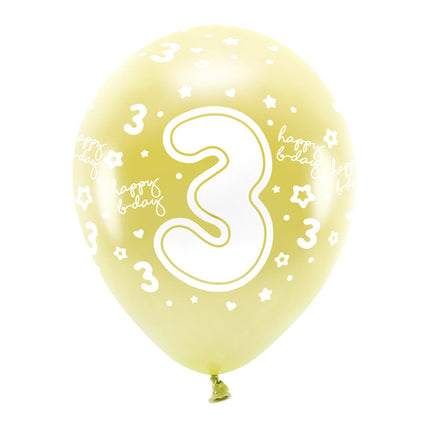 Ballons 3 ans or 33cm 6pcs