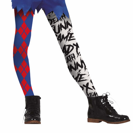 Legging rouge bleu Halloween Harley Quin Enfant