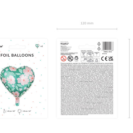 Ballon à l'hélium Coeur Fleurs Vide 45cm