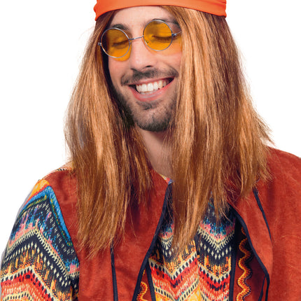 Perruque hippie brune