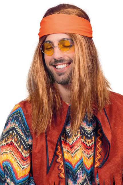 Perruque hippie brune