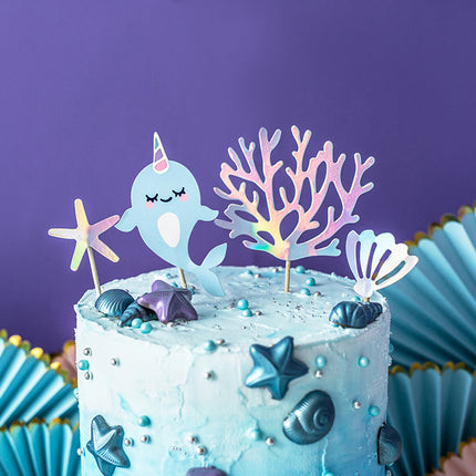 Décor de gâteau Créatures de mer 15.5cm 4pcs