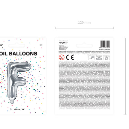 Ballon de baudruche Lettre F Argent Vide 35cm