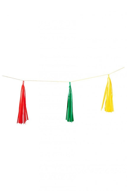 Guirlande à glands Rouge Jaune Vert 2.25m