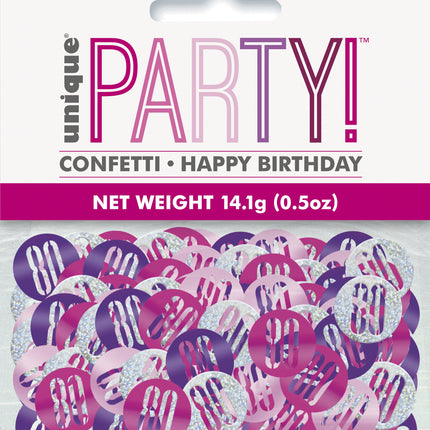 Confetti de table 80 ans rose 14gr