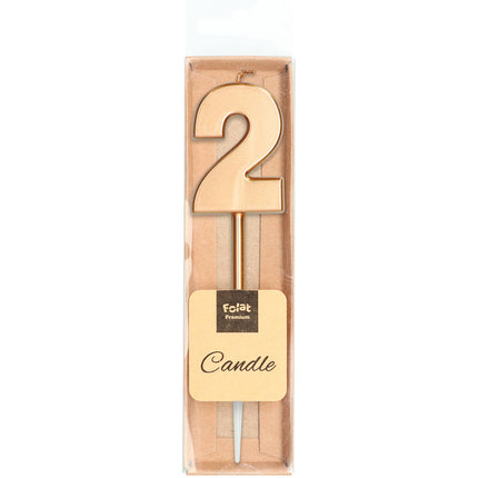 Bougie 2 ans Bronze Métallique 15cm