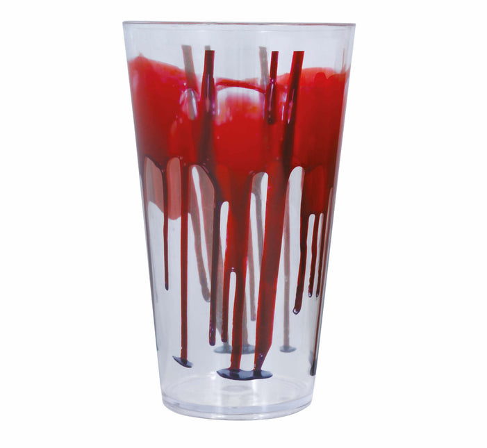 Verre d'Halloween avec du sang 15cm