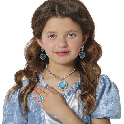 Ensemble de bijoux argent cœur bleu
