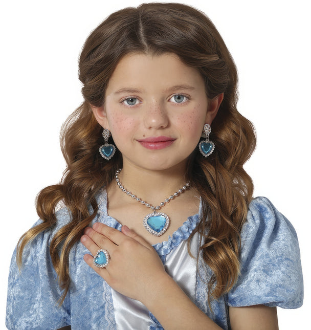Ensemble de bijoux argent cœur bleu