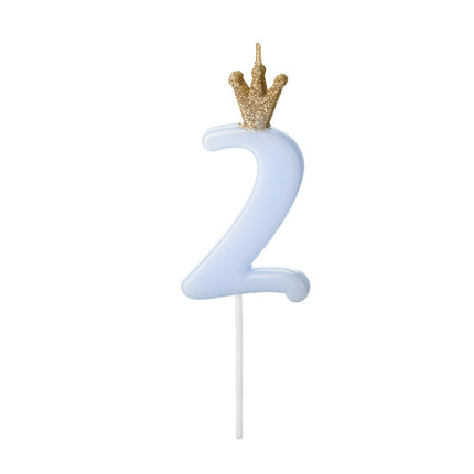 Bougie 2 ans Bleu clair 9,5cm
