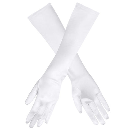 Gants longs en satin blanc