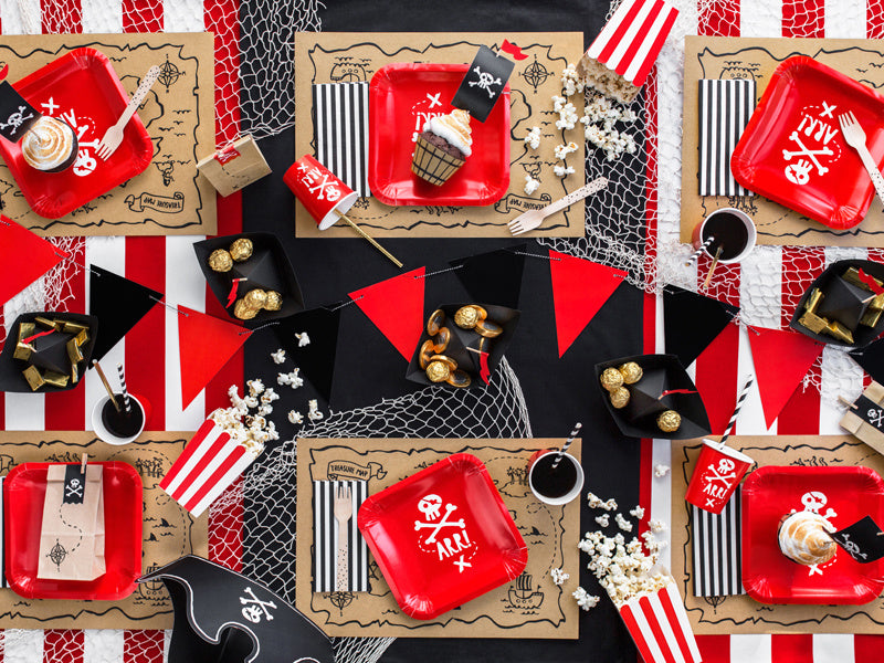 Serviettes de table rayées noires 33cm 20pcs