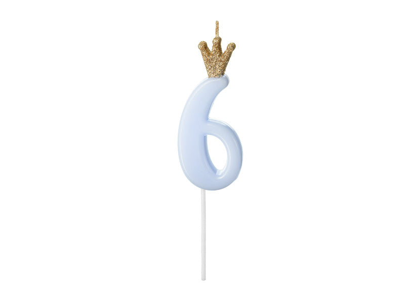 Bougie 6 ans Bleu clair 9,5cm
