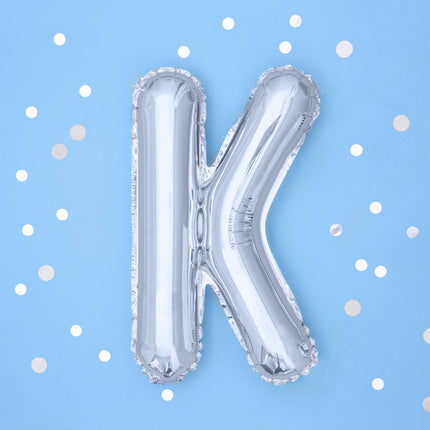 Ballon de baudruche Lettre K Argent Vide 35cm