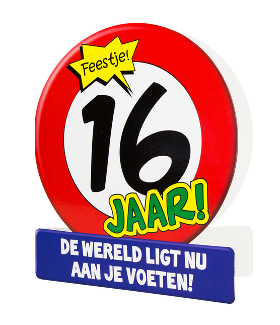 Carte d'anniversaire 16 ans Panneau de signalisation 16.5cm