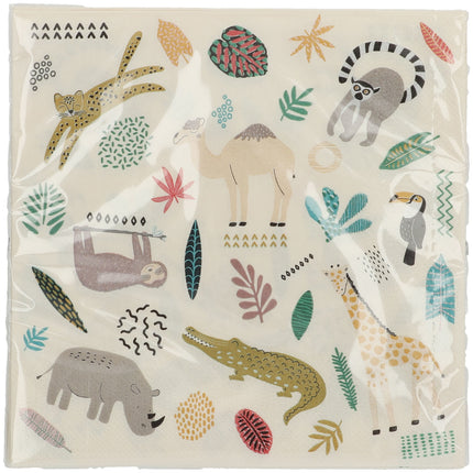 Serviettes de table Animaux 33cm 20pcs