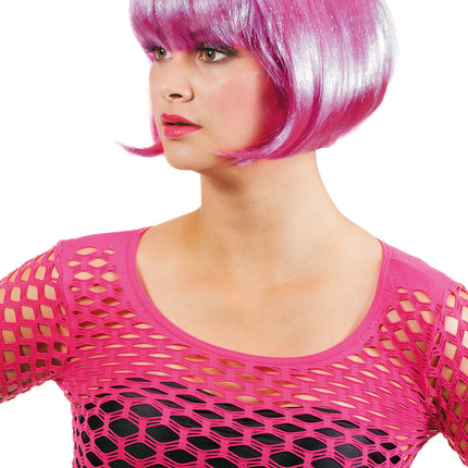 Perruque rose fluo Bobline