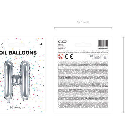 Ballon de baudruche Lettre H Argent Vide 35cm