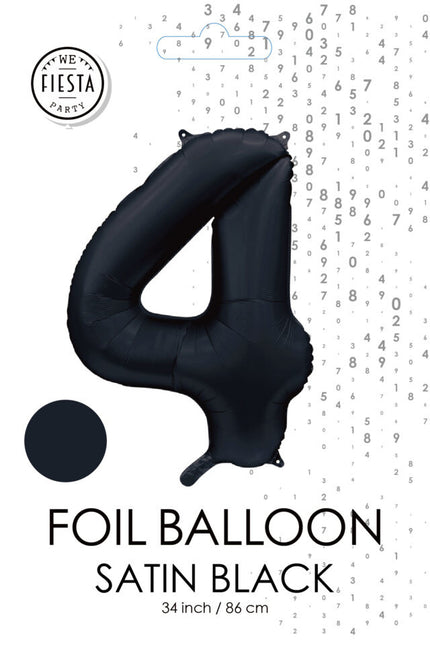 Ballon à figures noir 4 ans brillant 86cm