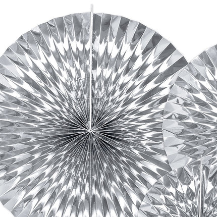 Eventails en papier avec feuille d'argent 23-40cm 3 pièces