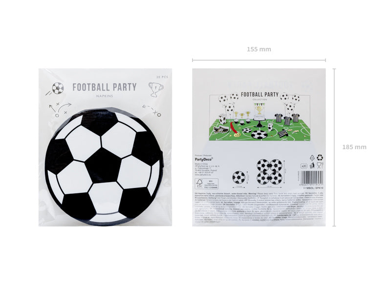 Serviettes de table Football 13,5cm 20pcs